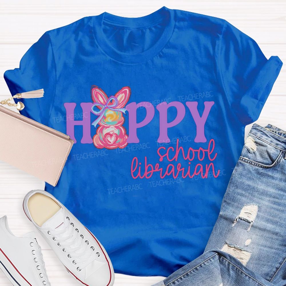 Happy School Librarian Easter Bunny T-shirt