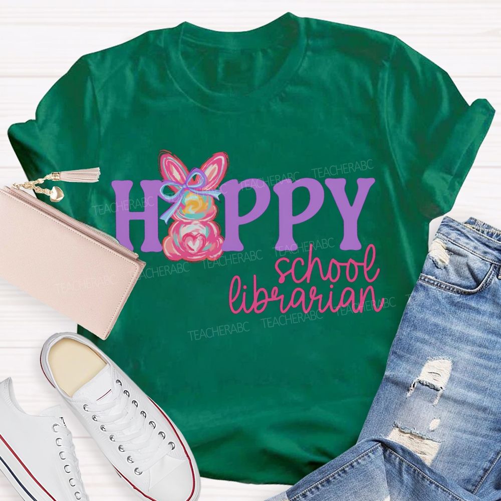 Happy School Librarian Easter Bunny T-shirt