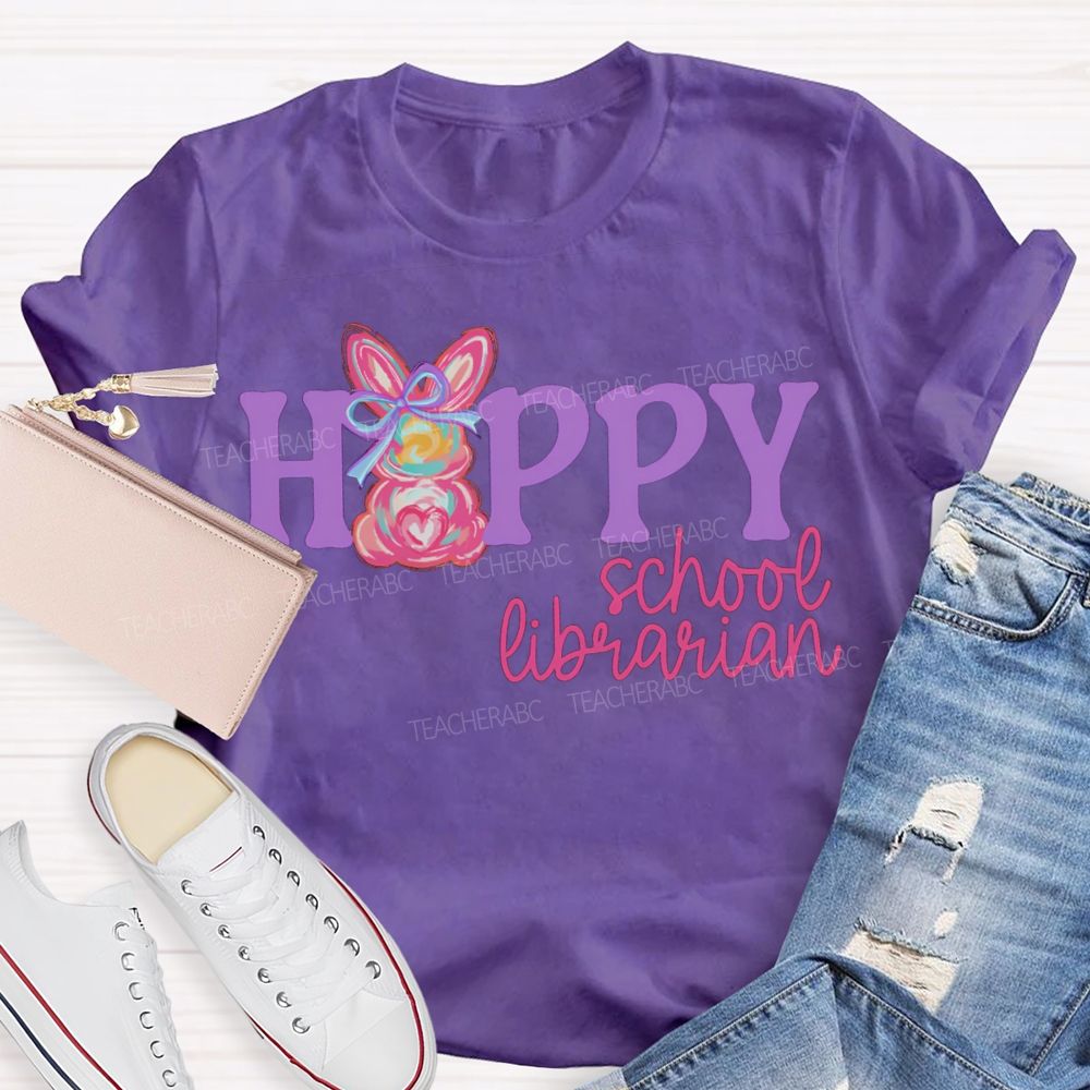 Happy School Librarian Easter Bunny T-shirt