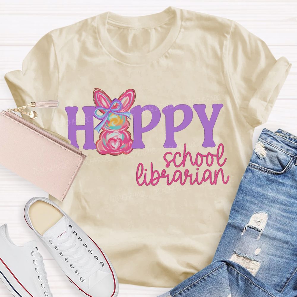 Happy School Librarian Easter Bunny T-shirt