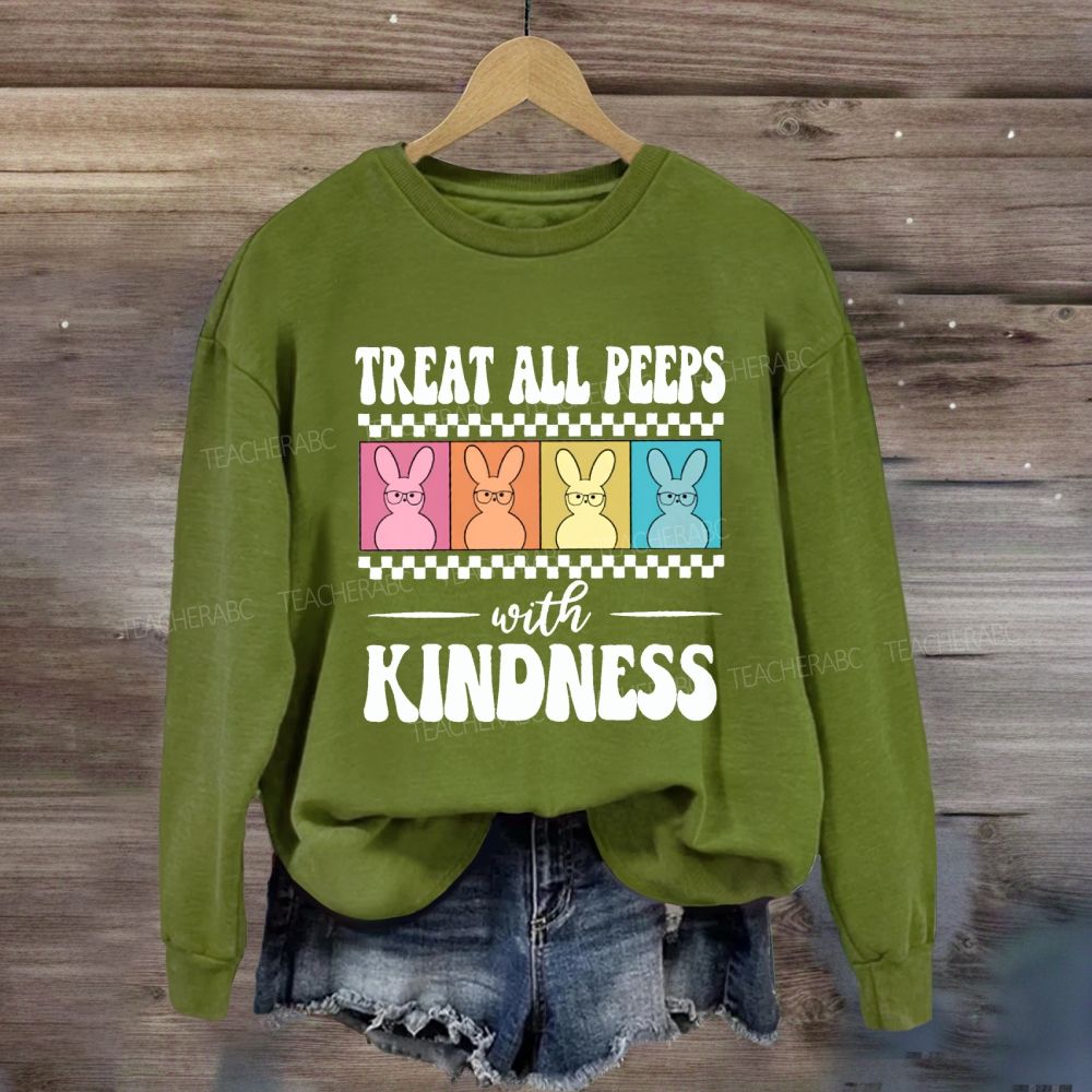 Treat All Peeps With Kindness Easter Color Bunny Sweatshirt