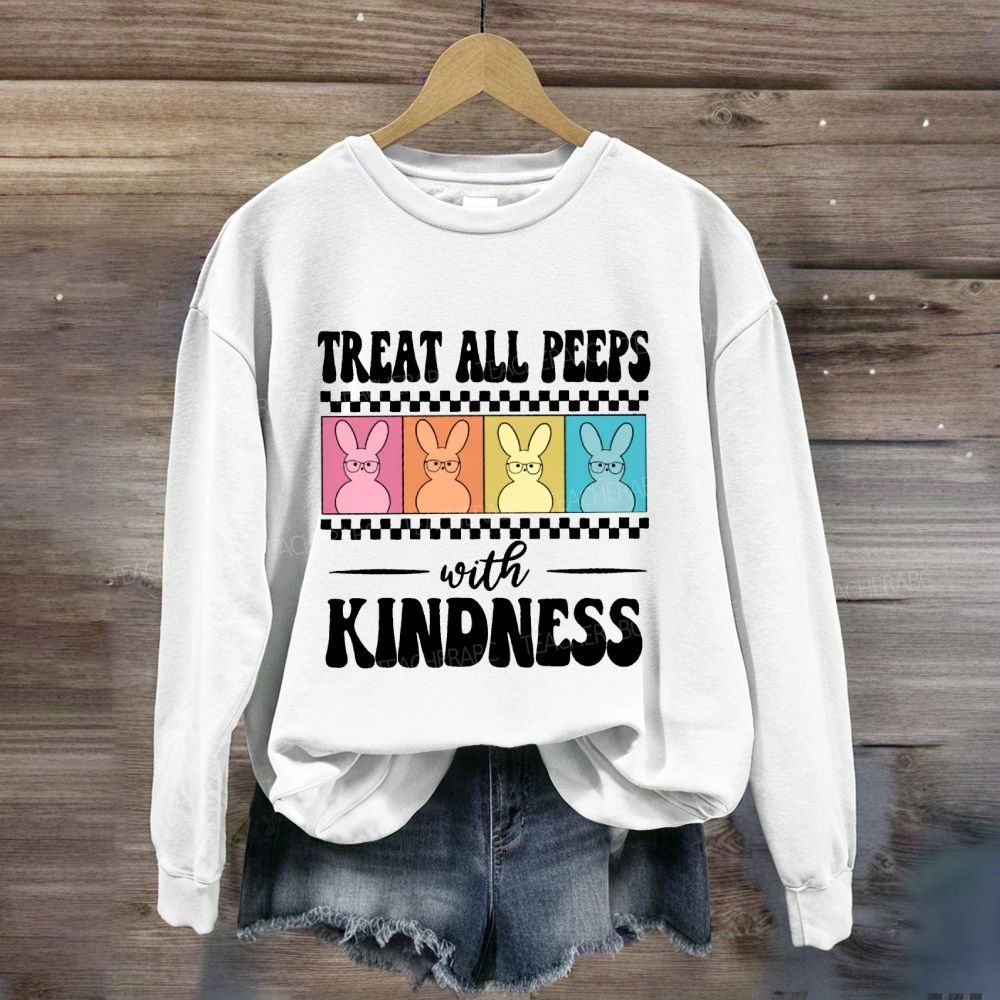 Treat All Peeps With Kindness Easter Color Bunny Sweatshirt