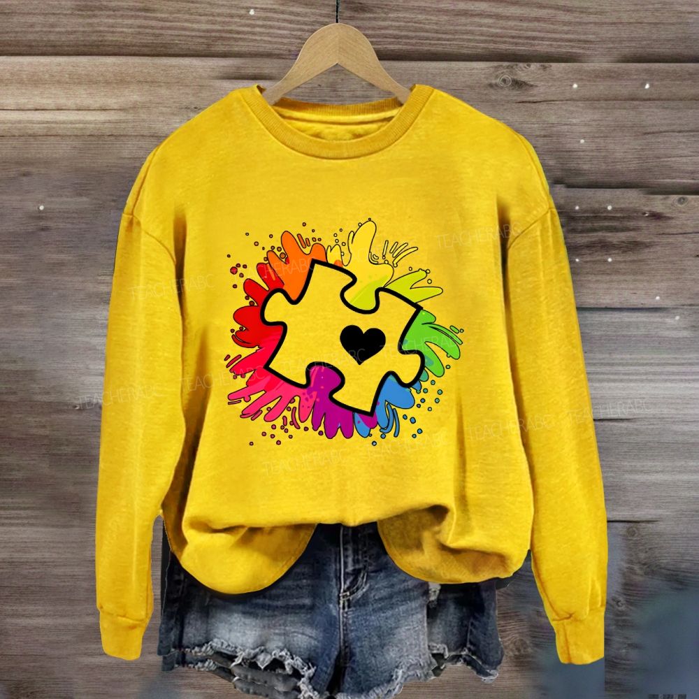 Autism Awareness Colorful Tie-Dye Printing For Special Education Sweatshirt