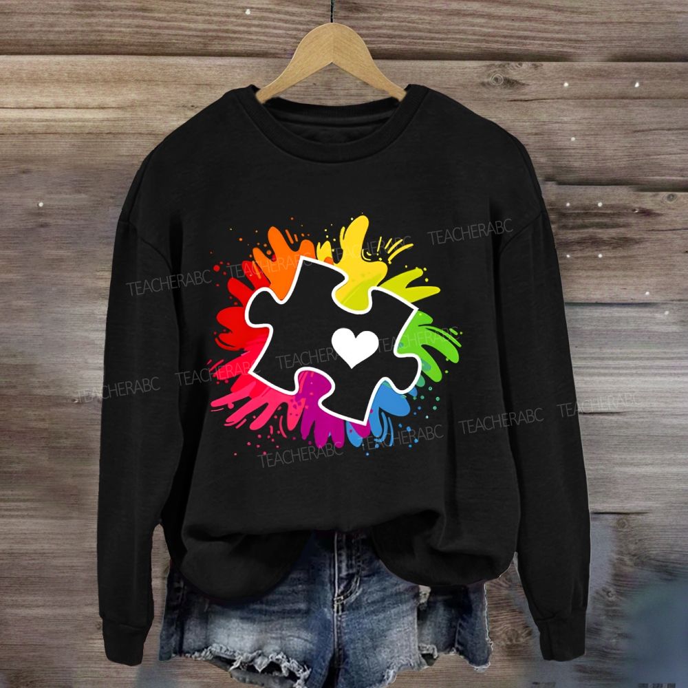 Autism Awareness Colorful Tie-Dye Printing For Special Education Sweatshirt