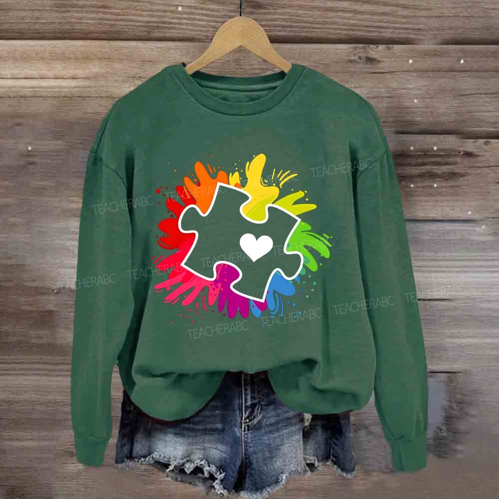 Autism Awareness Colorful Tie-Dye Printing For Special Education Sweatshirt