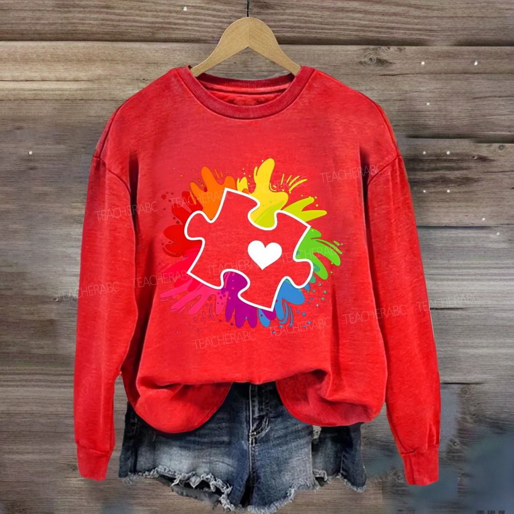 Autism Awareness Colorful Tie-Dye Printing For Special Education Sweatshirt
