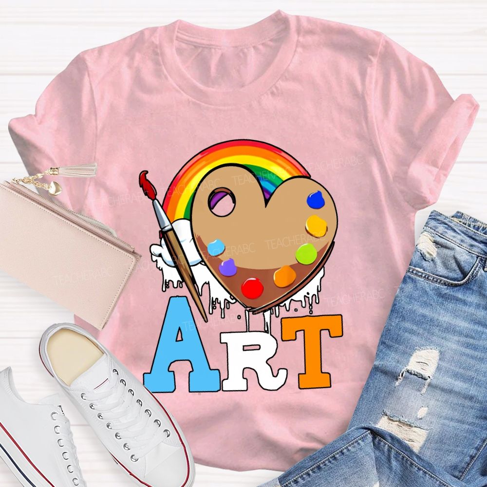 Art Rainbow And Dye Palette Teacher T-shirt