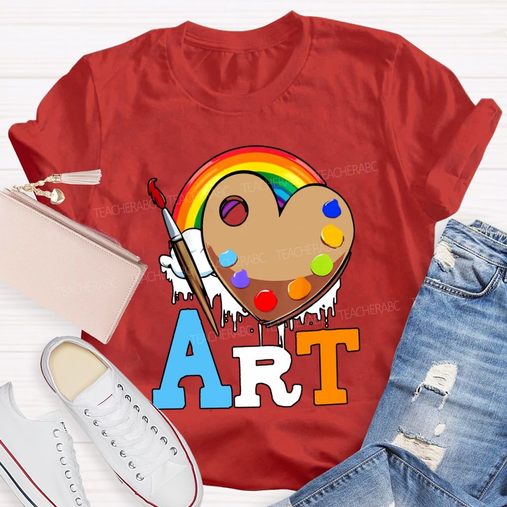 Art Rainbow And Dye Palette Teacher T-shirt