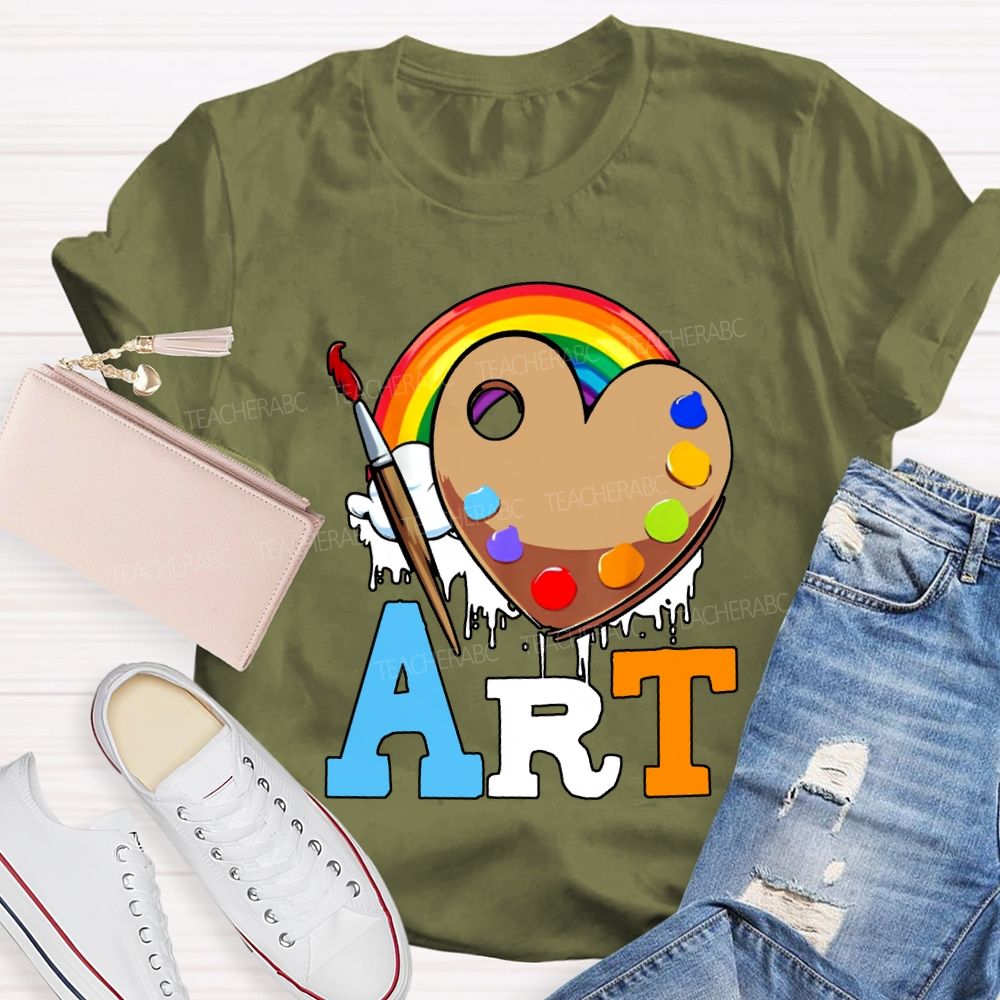 Art Rainbow And Dye Palette Teacher T-shirt