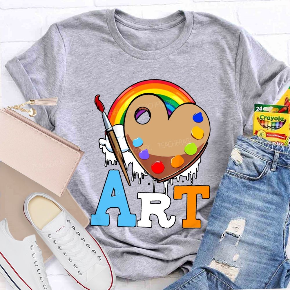 Art Rainbow And Dye Palette Teacher T-shirt