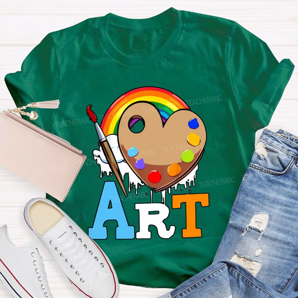 Art Rainbow And Dye Palette Teacher T-shirt
