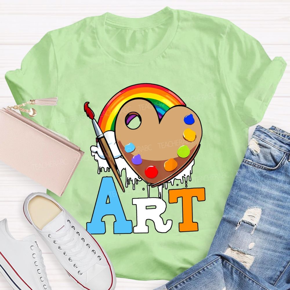 Art Rainbow And Dye Palette Teacher T-shirt