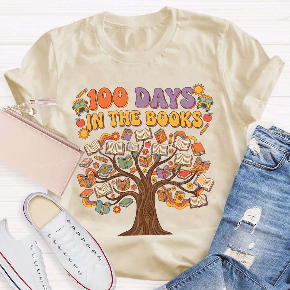 100 Days In The Books A Tree Of Books Teacher T-shirt