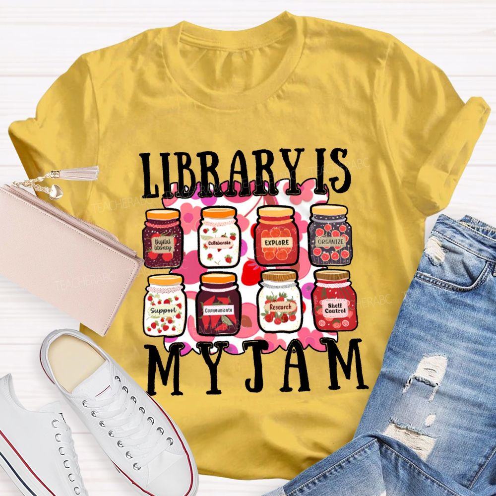 Library Is My Jam Colorful Bottle Print T-shirt