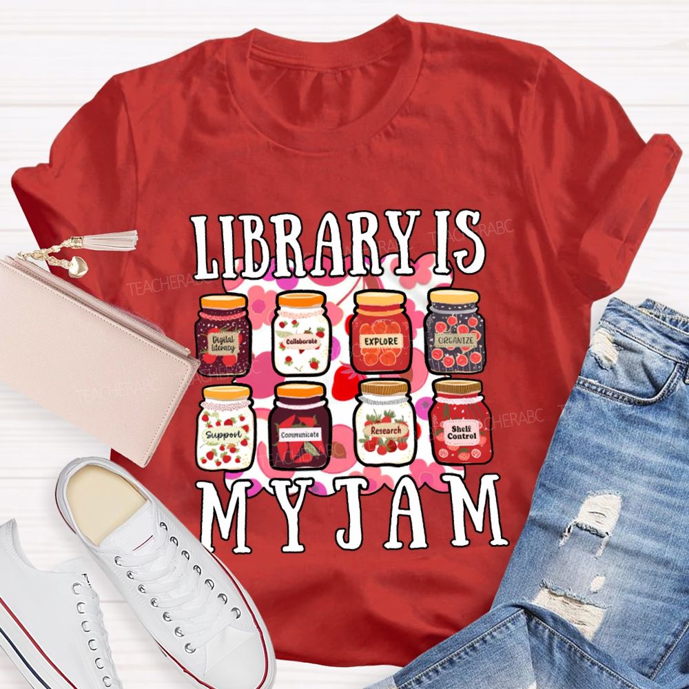Library Is My Jam Colorful Bottle Print T-shirt