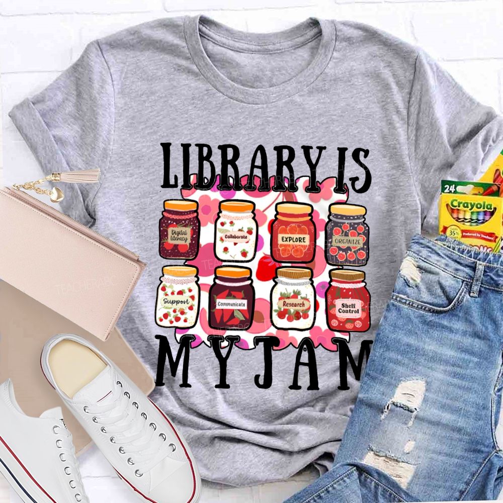 Library Is My Jam Colorful Bottle Print T-shirt