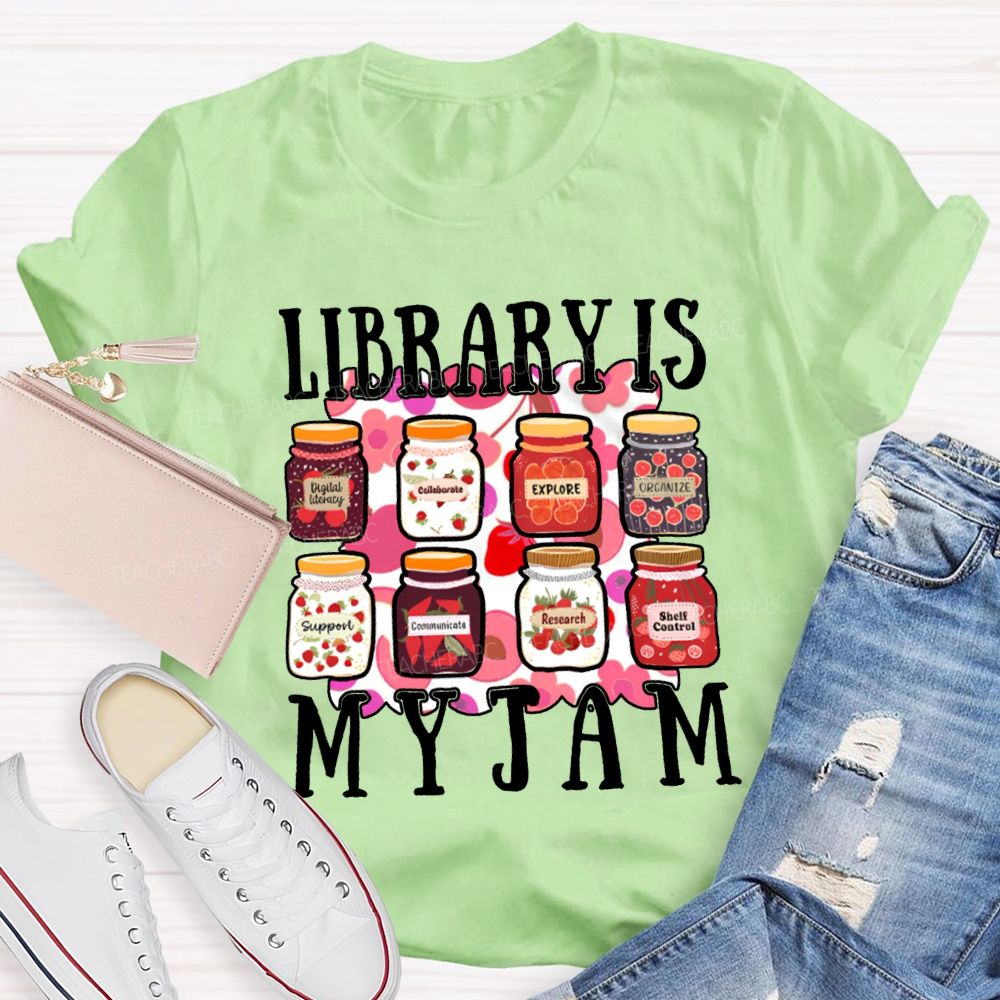 Library Is My Jam Colorful Bottle Print T-shirt