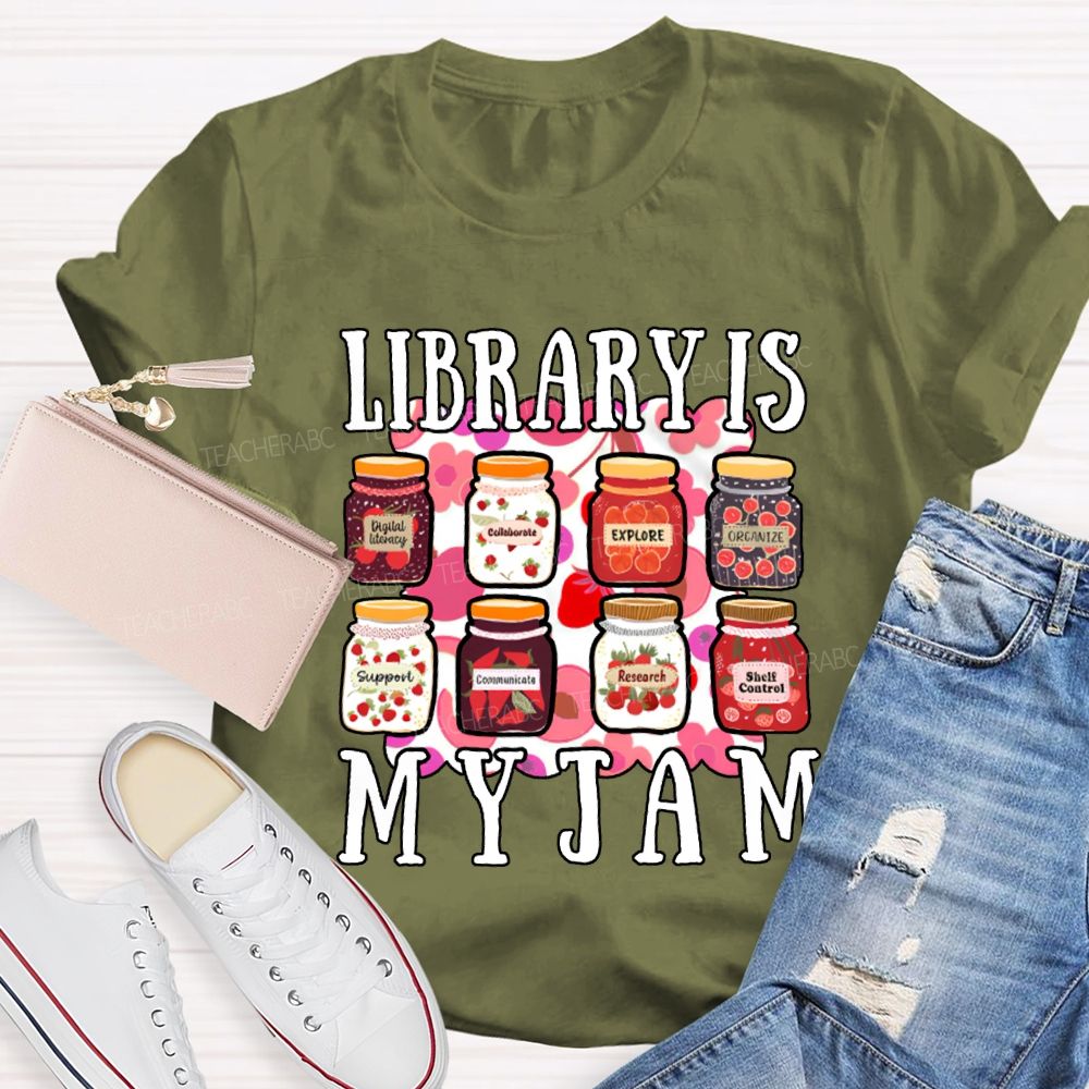 Library Is My Jam Colorful Bottle Print T-shirt