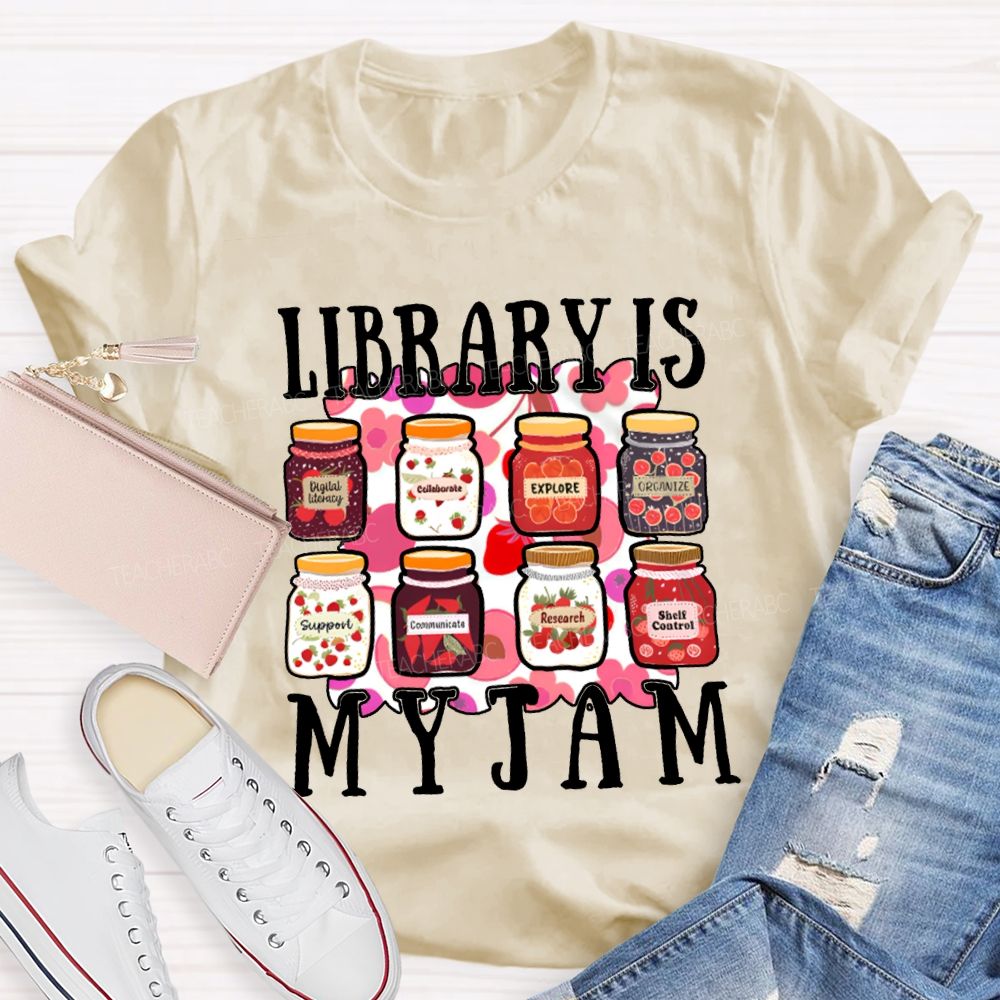 Library Is My Jam Colorful Bottle Print T-shirt