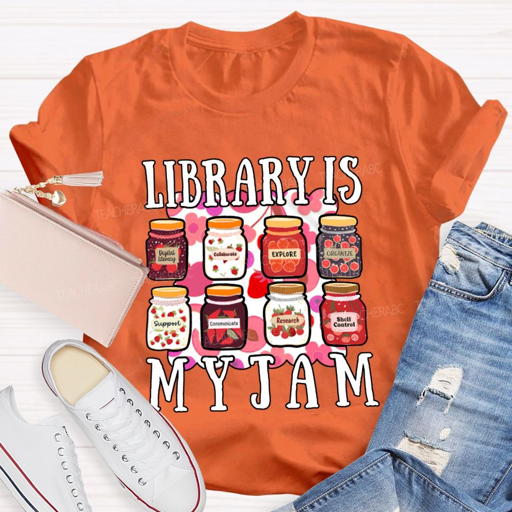 Library Is My Jam Colorful Bottle Print T-shirt