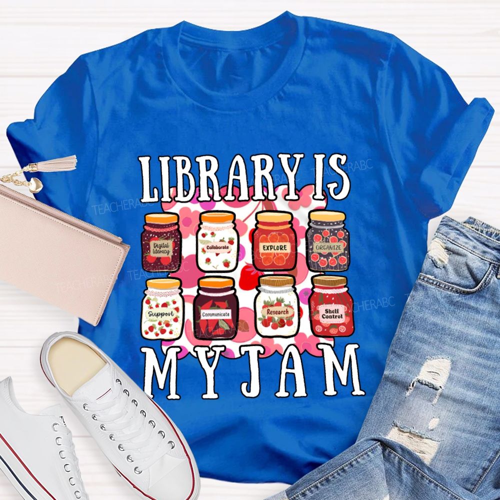 Library Is My Jam Colorful Bottle Print T-shirt