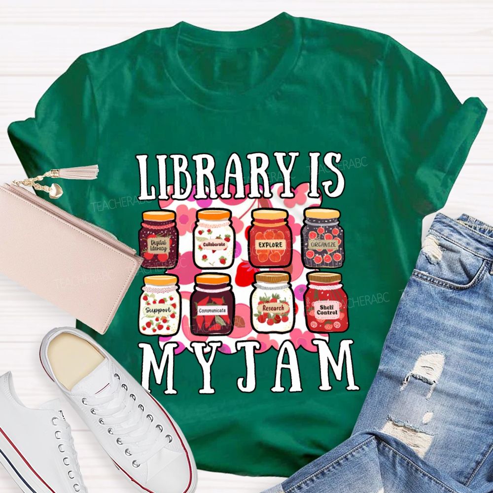 Library Is My Jam Colorful Bottle Print T-shirt
