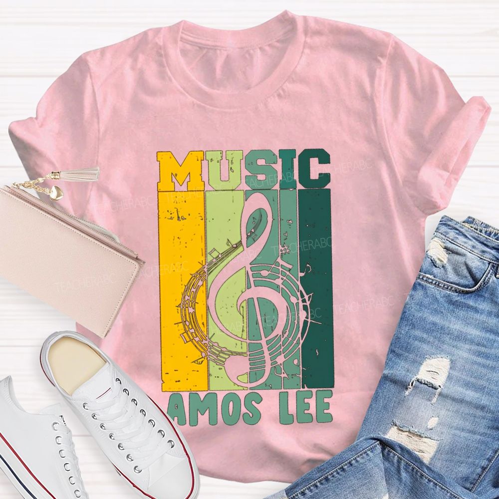 Personalized Name Music Colored Blocks And Musical Notes Teacher T-shirt