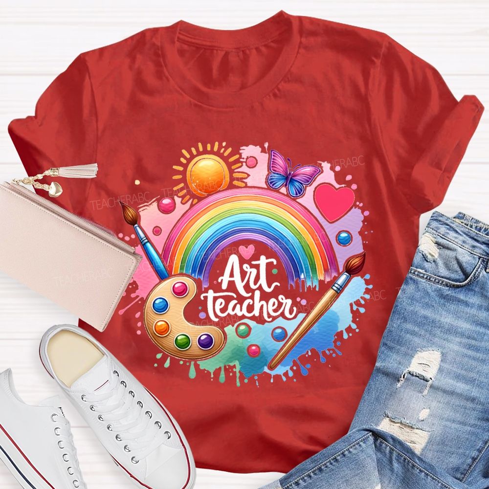 Art Teacher Sun Butterflies And Dyeing Discs Teacher T-shirt