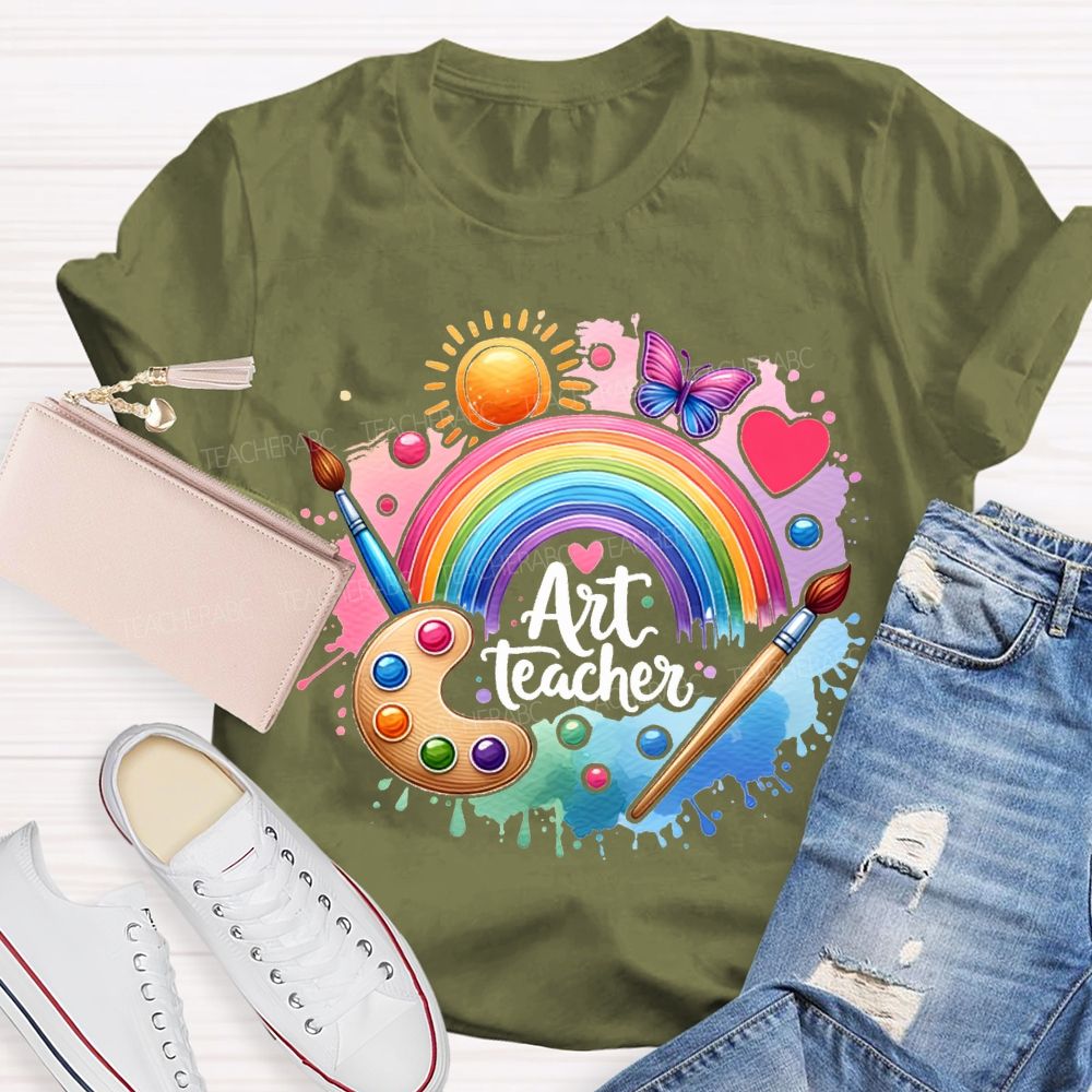 Art Teacher Sun Butterflies And Dyeing Discs Teacher T-shirt