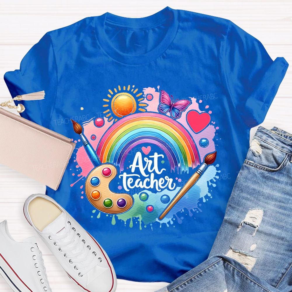 Art Teacher Sun Butterflies And Dyeing Discs Teacher T-shirt