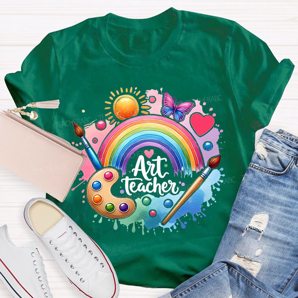 Art Teacher Sun Butterflies And Dyeing Discs Teacher T-shirt