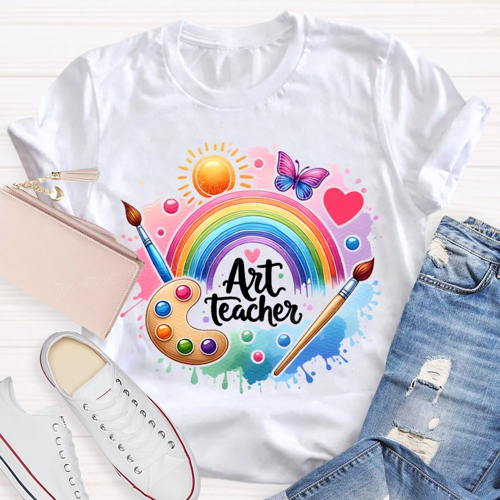 Art Teacher Sun Butterflies And Dyeing Discs Teacher T-shirt