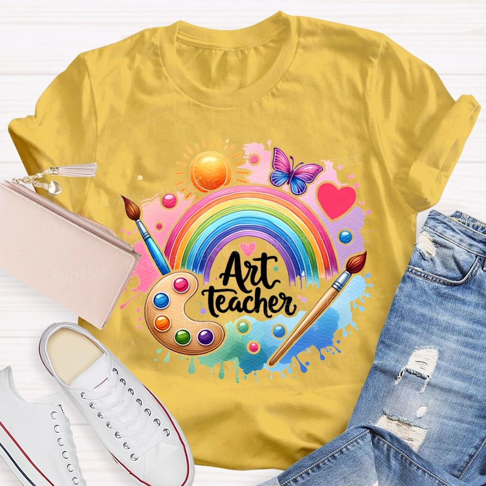Art Teacher Sun Butterflies And Dyeing Discs Teacher T-shirt