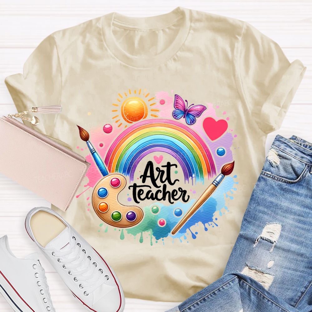 Art Teacher Sun Butterflies And Dyeing Discs Teacher T-shirt