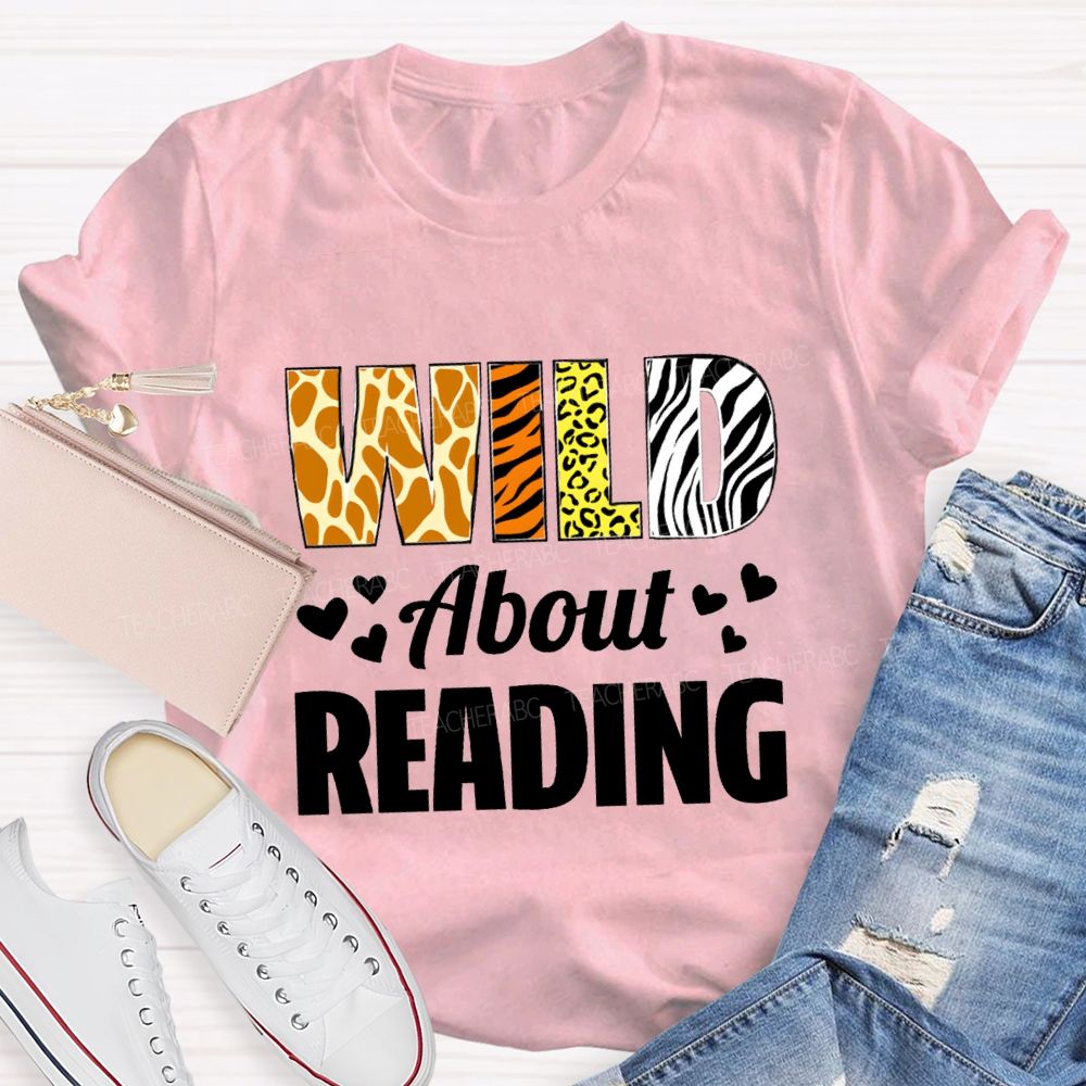 Wild About Reading Leopard Zebra Teacher T-Shirt
