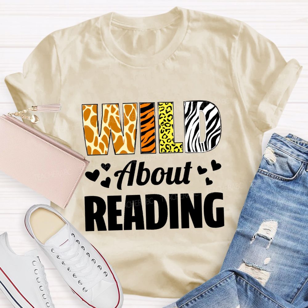 Wild About Reading Leopard Zebra Teacher T-Shirt