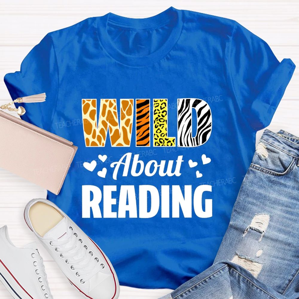 Wild About Reading Leopard Zebra Teacher T-Shirt