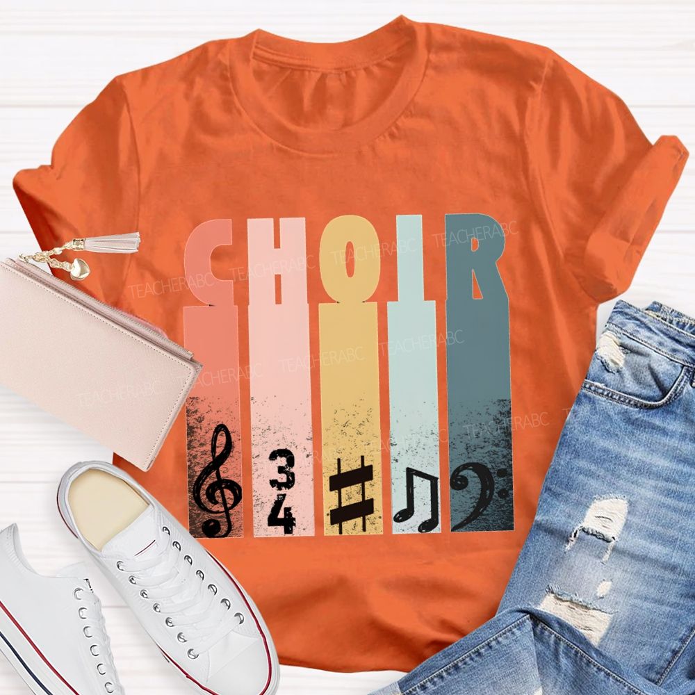 Choir Music Colored Blocks And Musical Notes Teacher T-shirt