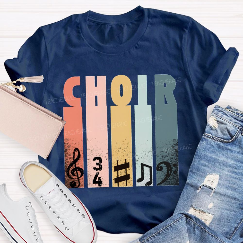 Choir Music Colored Blocks And Musical Notes Teacher T-shirt