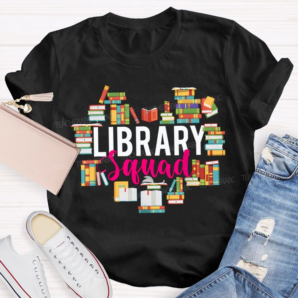 Library Squad The Colorful Books Formed A Heart Shape T-shirt
