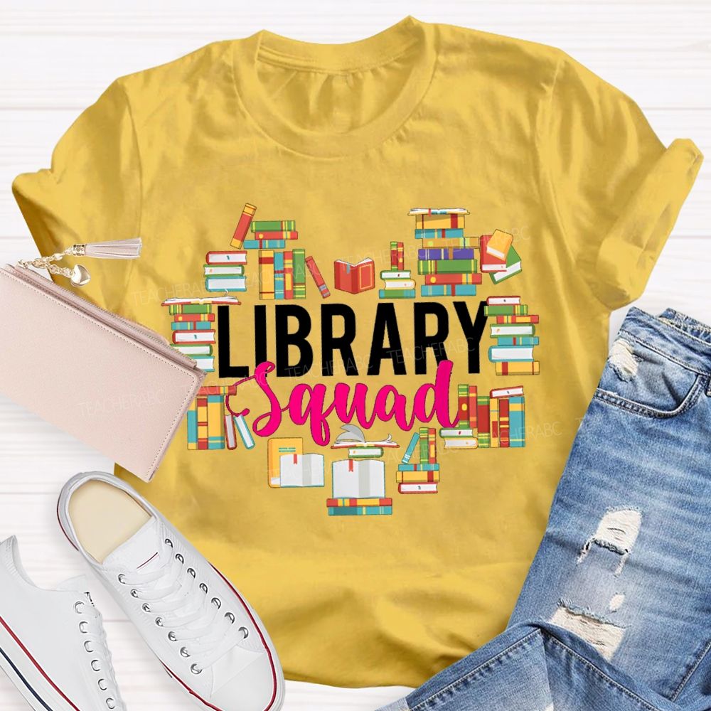 Library Squad The Colorful Books Formed A Heart Shape T-shirt