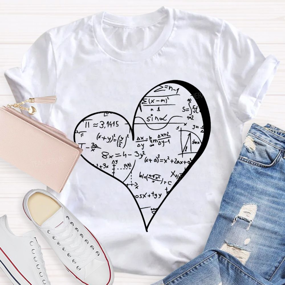 Mathematical Formulas Heart Pattern Math Teacher T-shirt