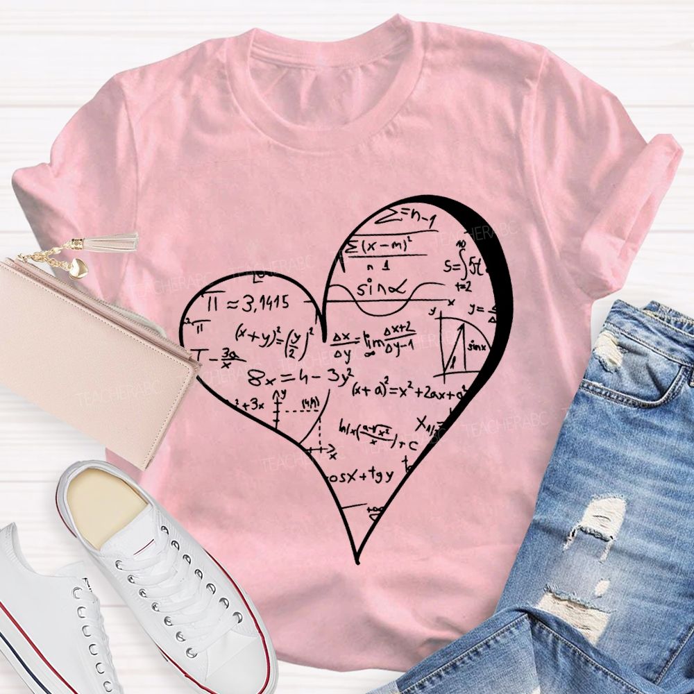 Mathematical Formulas Heart Pattern Math Teacher T-shirt