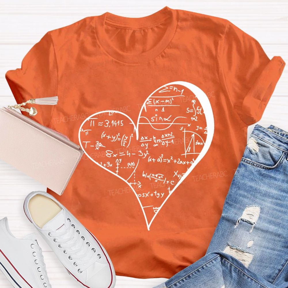 Mathematical Formulas Heart Pattern Math Teacher T-shirt