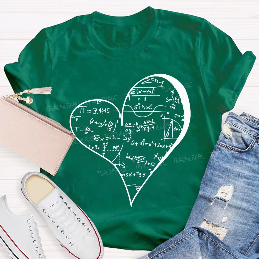Mathematical Formulas Heart Pattern Math Teacher T-shirt