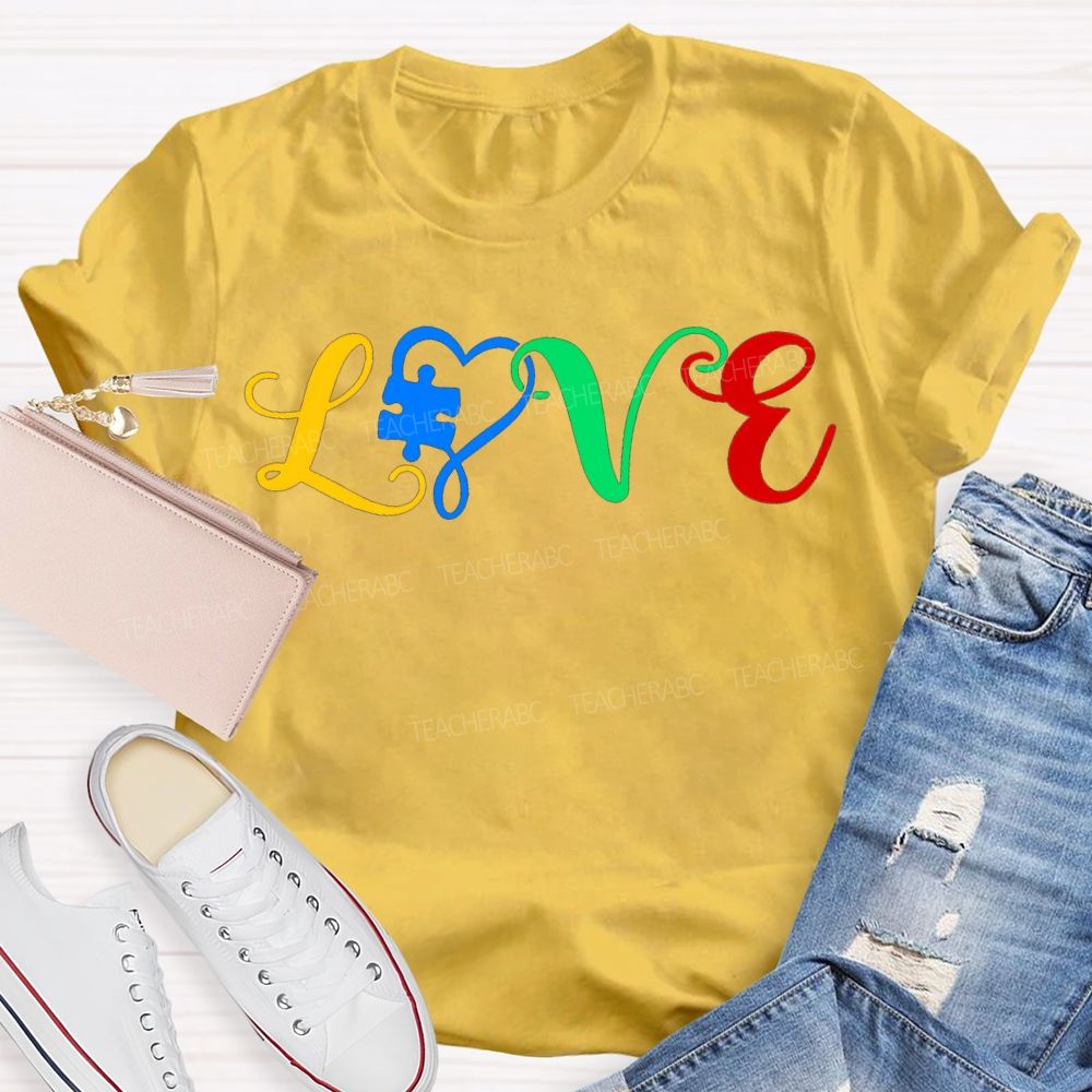 Love Autism Awareness Special Education Teacher T-shirt
