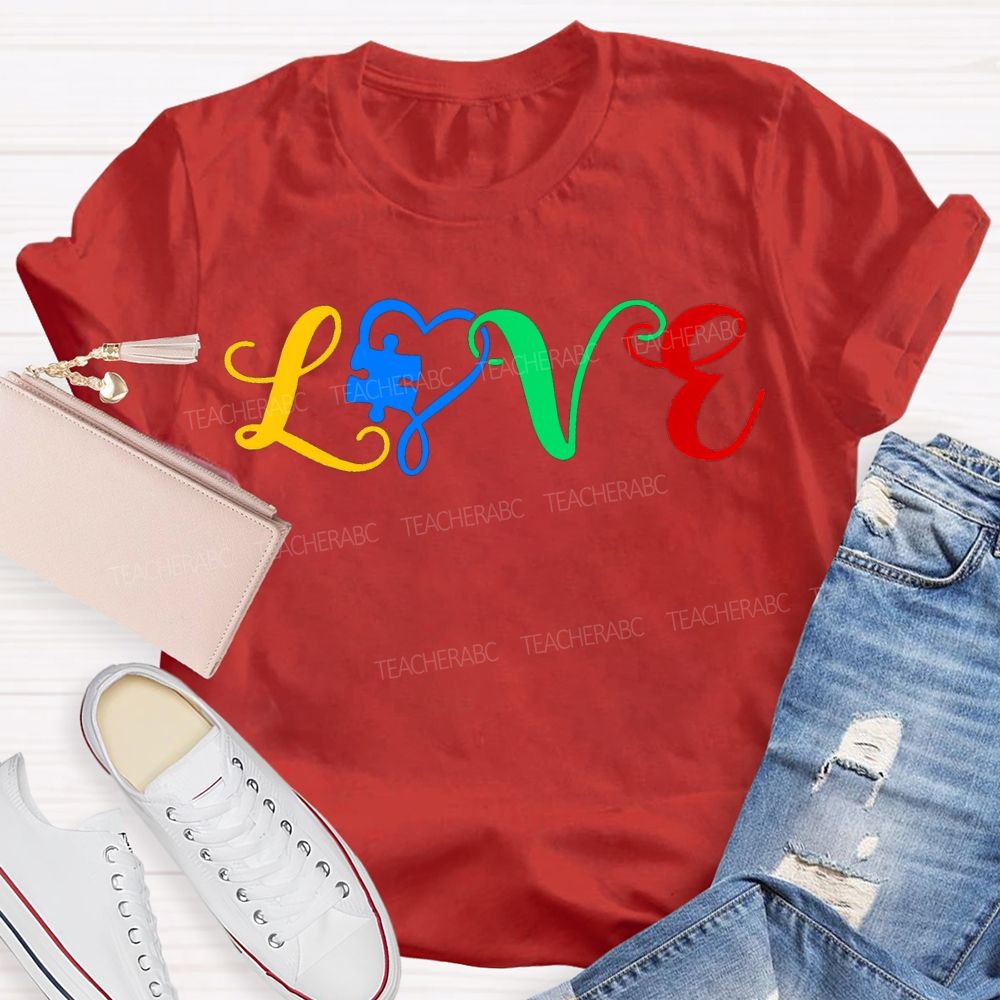 Love Autism Awareness Special Education Teacher T-shirt
