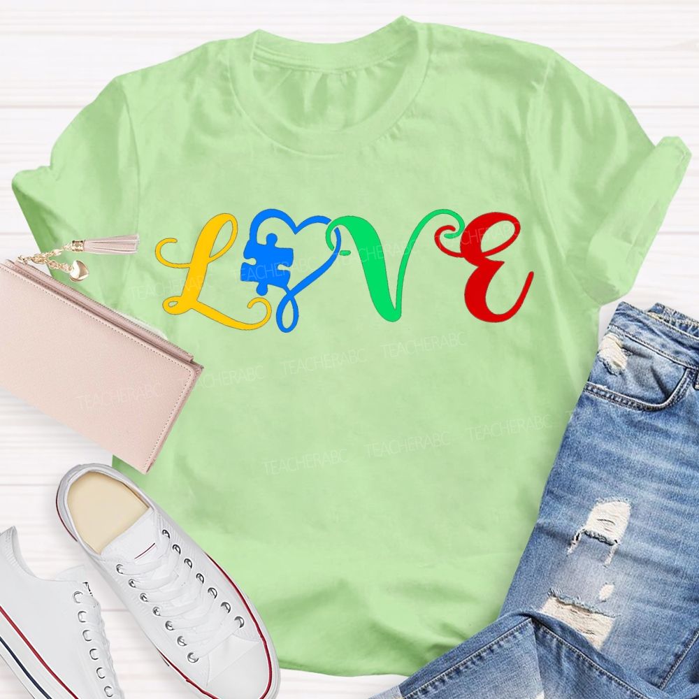 Love Autism Awareness Special Education Teacher T-shirt