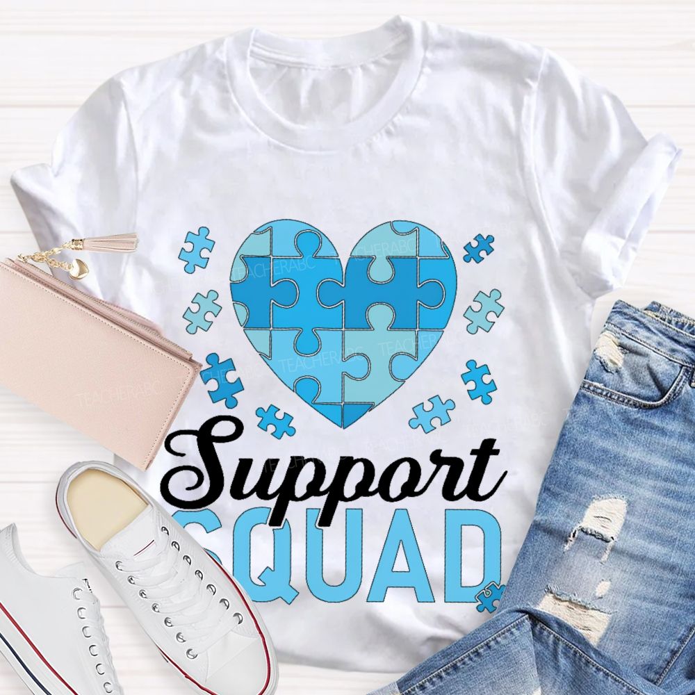Support Squad Love Puzzle Teacher T-shirt