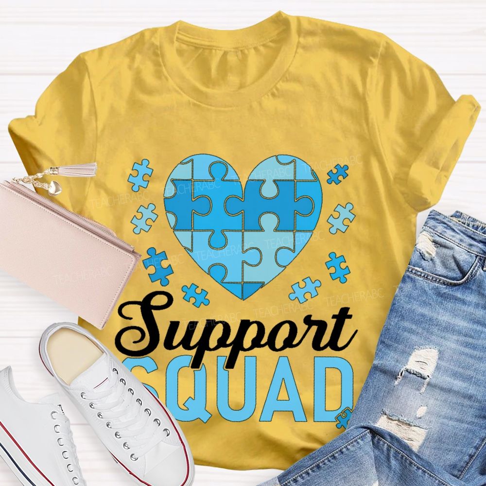 Support Squad Love Puzzle Teacher T-shirt